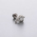 Titanium steel heart screw back earring with sparkling crystal and high polish finish - Heart with Arrow Clear Zirconia Style (A106-1#)
