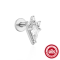 S925 sterling silver kite-shaped opal stud earring with zircon accents in silver finish - White Gold Style 8-Kite Shape