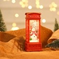 Lámpara cabina telefónica de Navidad roja con muñeco de nieve y luces LED cálidas - Cabina Telefónica Muñeco de Nieve
