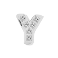 Polished silver letter Y charm pendant with sparkling cubic zirconia for DIY jewelry - Letter Y - Steel Color