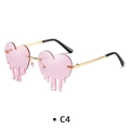 Herz-Sonnenbrille mit pinkfarbenem Schmelzeffekt und goldenem Metallgestell, Modell C4 - Hellrosa