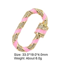 Oval screw clasp with pink enamel and crystals for necklaces and bracelets - Style 63 (Pink Enamel Gold Pave Zircon 33x19mm)
