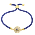Detail of blue braided cord bracelet with star pendant and adjustable slider clasp - Dark Blue