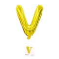 Golden letter V aluminum foil balloon for birthday party decorations with retail packaging - Letter V (With Backing Card) / 16" / Gold
