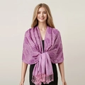 Scialle viola jacquard paisley con frange e motivi in stile etnico vintage - Viola Motivo Complesso