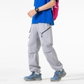 Light grey cargo pants with zip pockets and 3D pleated knees in a sporty style - M / Medium Grey