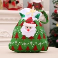 Bolsa de regalo navideña de terciopelo con Papá Noel 3D y motivos festivos - Terciopelo Dorado Papá Noel Verde
