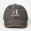 Detalle del bordado #1 GRANDPA en gorra de béisbol de algodón gris oscuro lavado - Talla única / café