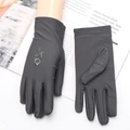 Guantes finos gris oscuro de protección solar con bordado floral para conducir - Bordado / gris oscuro