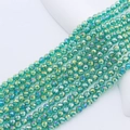 Close-up of 4mm faceted mint green crystal beads with sparkling AB rainbow coating - 4mm (Approx 98pcs/Strand) / Peacock Green AB