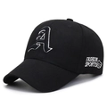 Cappellino da baseball in cotone nero con ricamo lettera A bianca e logo sportivo - Regolabile / Nero