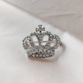 Elegant silver crown brooch with white rhinestones and cross detail for women - Silver Crown (XZ0014)