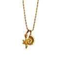 Collier chaîne corde plaqué or 18k avec pendentifs rose 3D et coquillage ammonite - 45+5cm Style 1: Escargot Rose Fleur Chaîne Torsadée