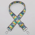 Adjustable wide replacement bag strap with colorful geometric diamond pattern and silver hooks - No. 608 Silver Hook