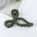Matte dark green oversized bow hair claw clip for thick hair in minimalist Hepburn style - Army Green