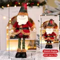 Retractable plush Santa Claus doll with red and green knit pattern and long stretchable legs - 65CM Telescoping Santa Claus