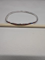 Elastic bracelet featuring red, blue, and black rhinestones in a silver-tone setting - Silver-Red