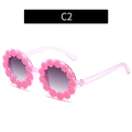 Roze madeliefje kinderzonnebril met paarse gradiëntglazen en C2 stijl ontwerp - Helder Rozerood Frame Rozerode Bloem
