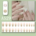 Detailliertes Set aus 24 langen Ballerina-Kunstnägeln in Verlaufsgrün mit Silberglitzer - Verlauf Hellgrün Glitzer Pailletten (A529)