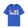 Short sleeve blue t-shirt featuring I Love My Wife print with a red heart design - XS / Royal Blue (I Love My Wife)