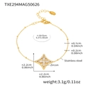 Detaillierte Größenangaben für das goldene Edelstahl-Zirkonia-Blumenarmband mit Karabiner - Vierblättrige Blume Armband (16+5cm) / Gold