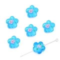 Blue glass plum blossom beads for DIY jewelry making with internal color speckles - Lake Blue