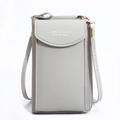Minimalist grey PU leather crossbody mobile phone bag with adjustable shoulder strap - Gray