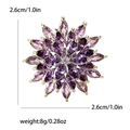 Elegant gold flower brooch with purple crystals and dimensions 2.6cm by 2.6cm - Purple