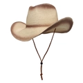 Sombrero vaquero de paja con ala degradada y cordón ajustable para actividades al aire - Talla única / Beige Marrón (Con Cuerda Cortavientos)
