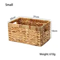 Cesta pequeña de jacinto de agua trenzado 31x20x16cm con asas de transporte integradas - Cesta con asa plana pequeña 31*20*15