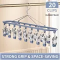 Hellblauer Socken-Wäscheständer mit 20 Edelstahl-Clips für platzsparendes Trocknen - Rechteckiger Multifunktionaler Sockenständer mit 20 Clips / 1 Stück / Elegantes Blau