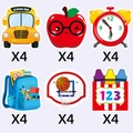 Set di 24 decorazioni per matite scuola con disegni di scuolabus, mela e orologio - Inserti a Cartoni Animati per il Ritorno a Scuola (J-0501)