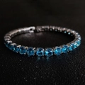 Classic silver tennis bracelet featuring vibrant blue cubic zirconia stones - 5mm-17cm / Sky Blue Zirconia