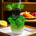 Creative stainless steel fruit fork set with Chinese cabbage base and ladybug detail - Cabbage Base + 6 Cabbage Forks