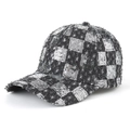 Winter baseballpet met zilveren lovertjes dambordpatroon op zwart weefsel - Khaki