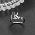 Silver Libra zodiac sign open ring made of vintage 18K stainless steel for women - Adjustable Open / Libra Steel