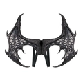 Alas de dragón negro mate con textura de escamas y correas elásticas para cosplay - Talla única / Negro