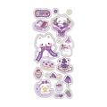 Purple cute cartoon animal sticker sheet with cats and floral decorative patterns - Moon and Cat