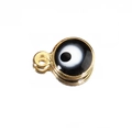 Golden stainless steel Turkish evil eye pendant with black and white enamel finish - Black-Gold