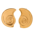 Minimalist 18K gold plated stainless steel stud earrings with creative snail shell spiral design - Cochlea Shape (E7903) / Gold