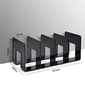 4-compartment acrylic book organizer in minimalist black finish with size dimensions - Black [Extra Long & Thick] 4-Slot Bookend