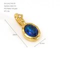Oval blue rhinestone pendant in 14K gold-plated 316 stainless steel for women fashion - September Deep Blue Rhinestone