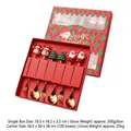 Christmas gold utensil set with reindeer and Santa charms in a red gift box - Christmas 6-piece Set (design 01)