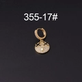 Gold plated hoop earring featuring a micro-paved zircon laughing face charm with X eyes - X-Eyes Smiley Style (355-17#)