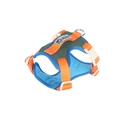 Adjustable mesh dog harness with green, orange, and blue color-block design - S / Green