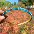 Handmade gold crown headband with irregular blue crystal stones for women - Double Row / Blue Apatite-Double Row