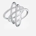 S925 sterling silver moissanite ring with multi-layer intertwined sparkling bands - US Size 9 / 42 Moissanite Stones (R13693)