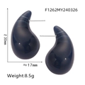 Boucles d'oreilles gouttes bleu foncé en résine et acier titane 30mm x 17mm - Bleu Foncé