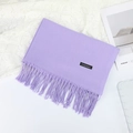 Écharpe élégante en cachemire violet avec franges classiques et texture de qualité - 70×200cm / Violet Clair
