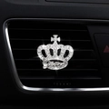 Sparkling silver crown car air vent clip with rhinestones and Juicy lettering design - [Silver] Crown